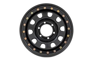 GMC C1500 Steel Simulated Bead Lock Wheel - Rough Country - 10-slot D-window design - Black - '88-'99 GMC C1500 Steel Simulated Bead Lock Wheel - Rough Country - 10-slot D-window design - Black - '88-'99